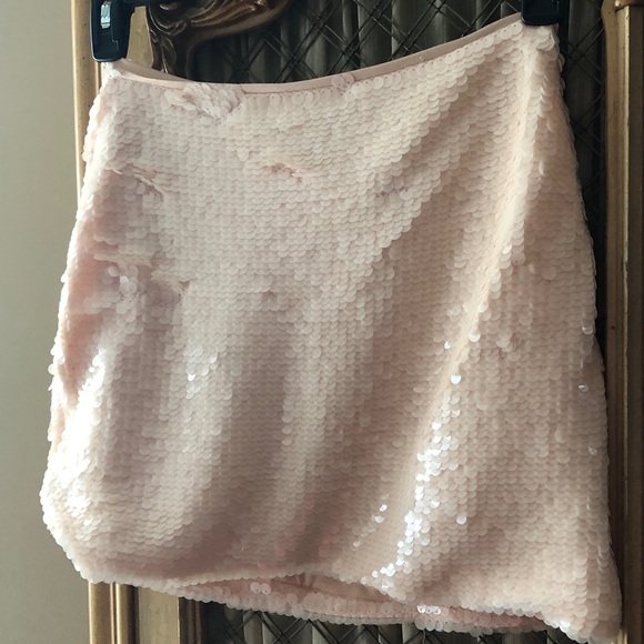 Forever 21 Peach Skirt Short Medium Sequins - Picture 3 of 9